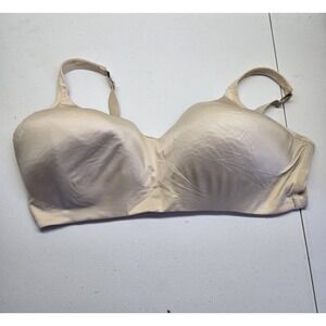 Cacique‎ Women Bra 46DDD Beige T Shirt Wireless Strap Adjustable Lightly Lined